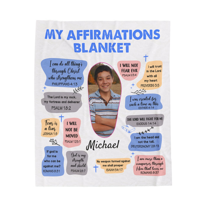 Personalized Photo Affirmations Velveteen Blanket Gift