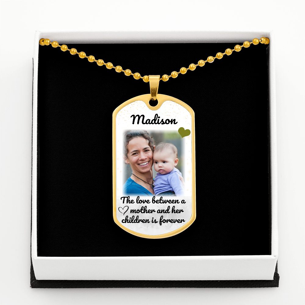Mother and Children Love Photo Dog-tag Necklace