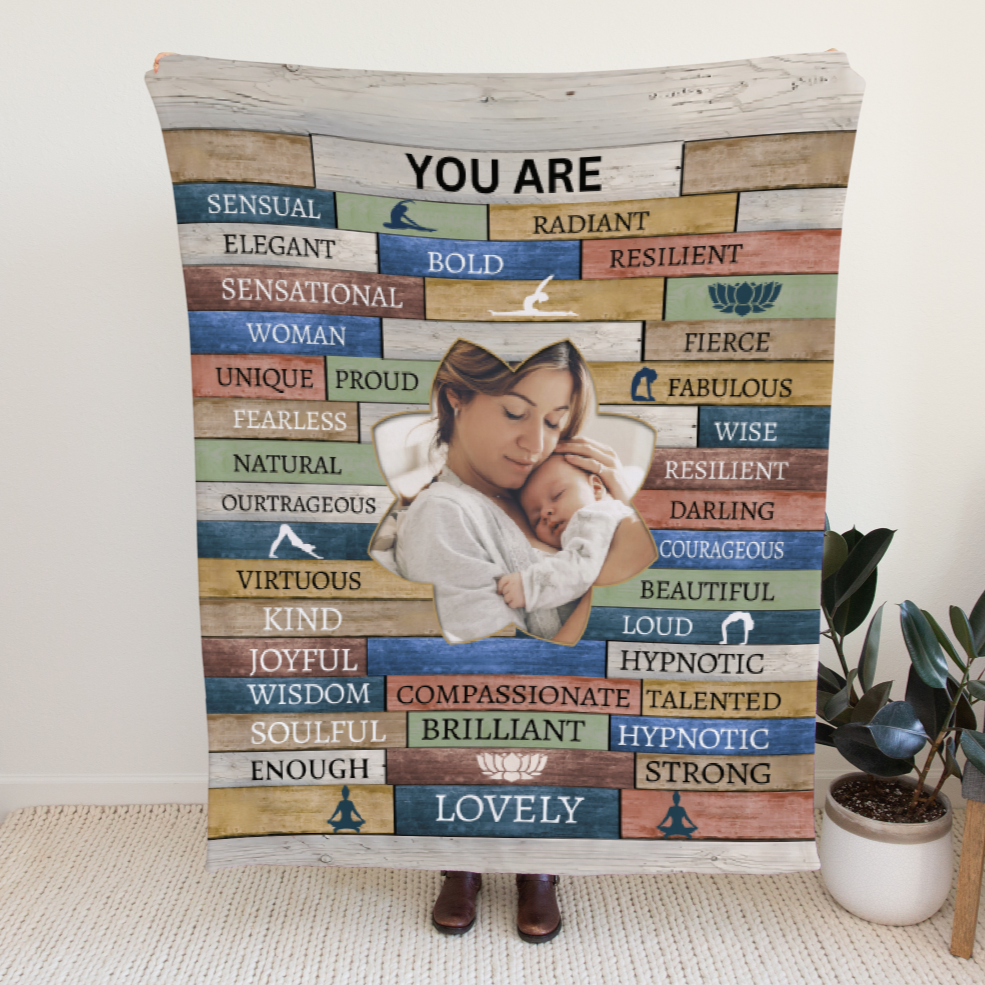 Mom Personalized Photo Affirmations Velveteen Blanket Gift