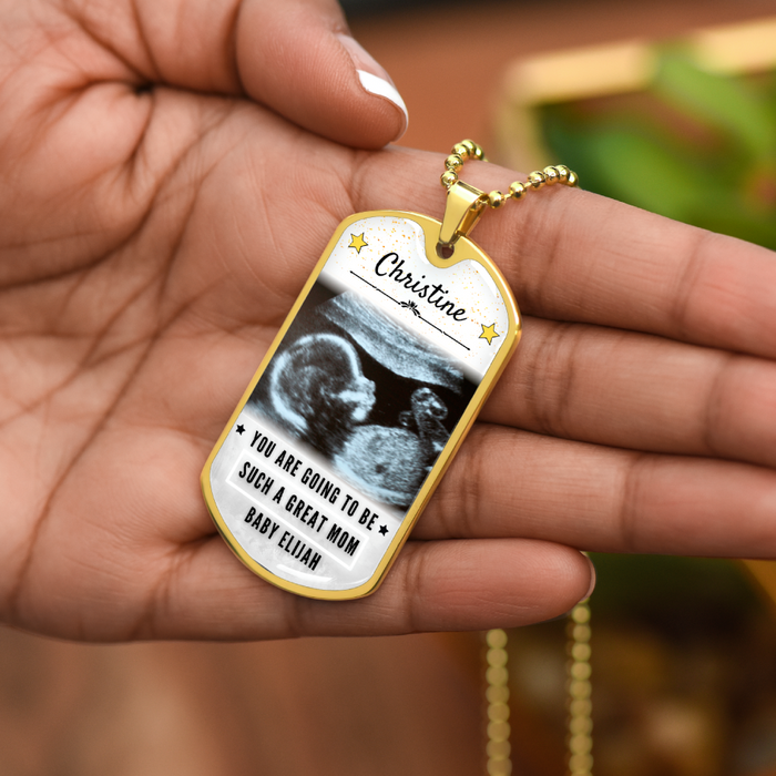 Custom Name and Photo Ultrasound Dog-tag Necklace