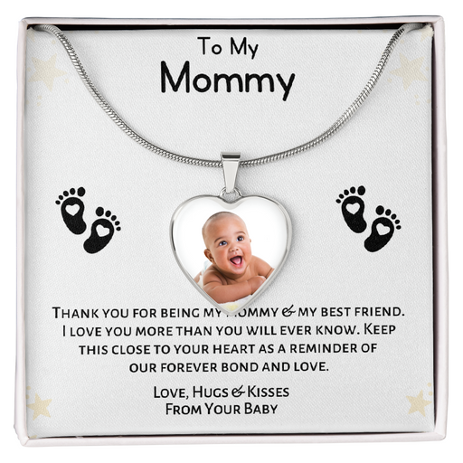 Thank You Mom Custom Heart Photo Necklace