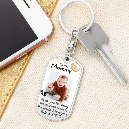Bestest Mom Baby Photo Keychain