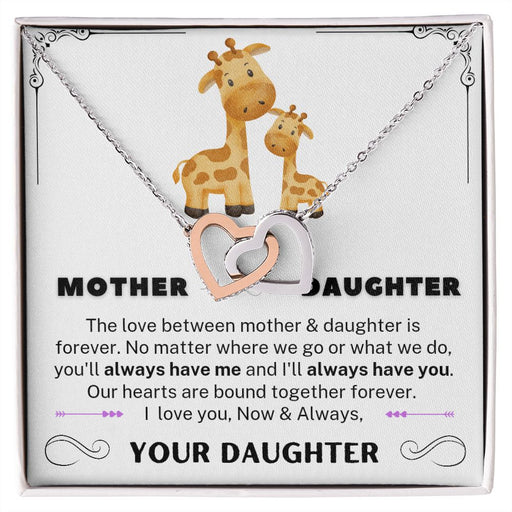 Mother and Daughter Connected Hearts Necklace