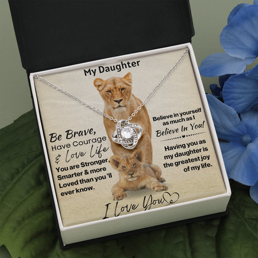 Daughter Be Brave Love Knot Necklace Gift