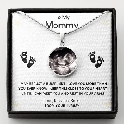 Mother-to-be Sonogram Picture Circle Necklace