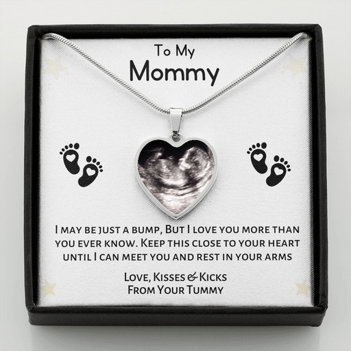Mother-to-be Sonogram Picture Heart Necklace