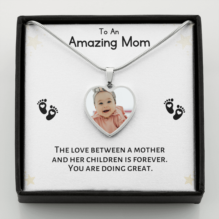 Amazing Mom Custom Picture Heart Necklace